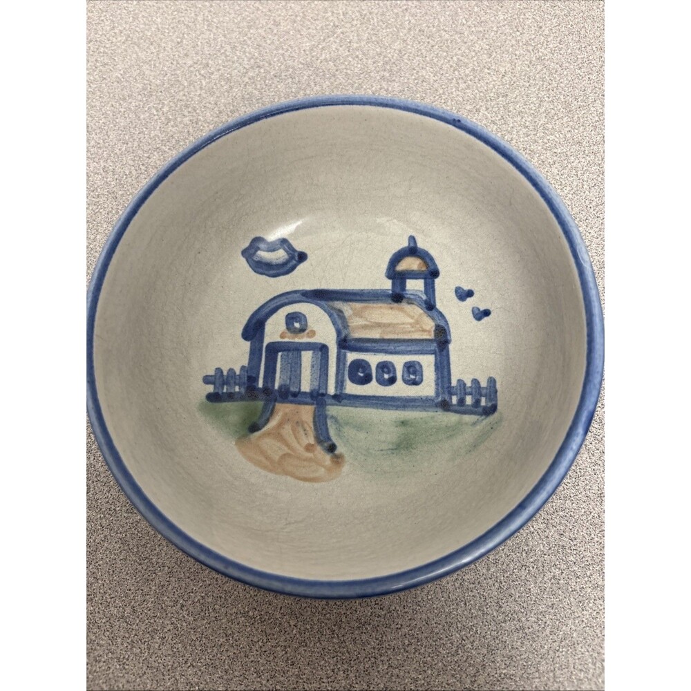 M.A. Hadley Hand-Painted BARN Ceramic Bowl - 5.5" - Collectible, Signed